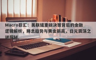 Macro巨汇：美联储重磅决策背后的金融逻辑解析，降息趋势与黄金新高，日元震荡之谜探秘