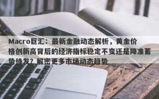 Macro巨汇：最新金融动态解析，黄金价格创新高背后的经济指标稳定不变还是降准蓄势待发？解密更多市场动态趋势