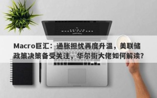 Macro巨汇：通胀担忧再度升温，美联储政策决策备受关注，华尔街大佬如何解读？