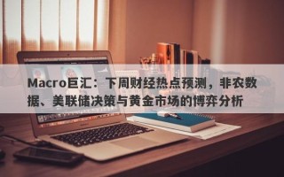 Macro巨汇：下周财经热点预测，非农数据、美联储决策与黄金市场的博弈分析