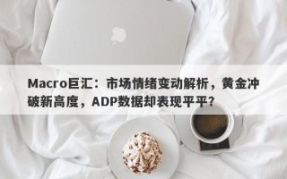 Macro巨汇：市场情绪变动解析，黄金冲破新高度，ADP数据却表现平平？