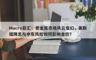 Macro巨汇：贵金属市场风云变幻，美联储降息与中东风险如何影响金价？