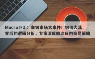 Macro巨汇：白银市场大事件！银价大涨背后的逻辑分析，专家深度解读日内交易策略