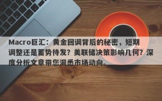 Macro巨汇：黄金回调背后的秘密，短期调整还是蓄势待发？美联储决策影响几何？深度分析文章带您洞悉市场动向。