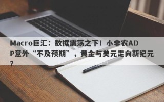 Macro巨汇：数据震荡之下！小非农ADP意外“不及预期”，黄金与美元走向新纪元？