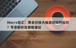 Macro巨汇：黄金价格大幅波动如何应对？专家解析及策略建议