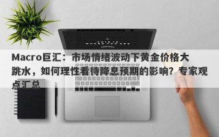 Macro巨汇：市场情绪波动下黄金价格大跳水，如何理性看待降息预期的影响？专家观点汇总