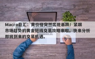 Macro巨汇：黄价格突然出现暴跌！紧跟市场趋势的黄金短线交易攻略来啦。快来分析即将到来的交易机遇。