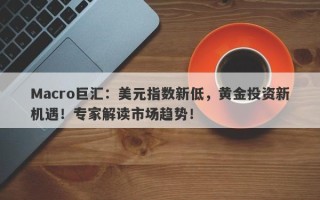Macro巨汇：美元指数新低，黄金投资新机遇！专家解读市场趋势！