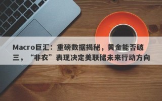 Macro巨汇：重磅数据揭秘，黄金能否破三，“非农”表现决定美联储未来行动方向