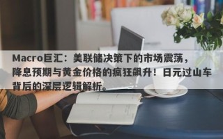 Macro巨汇：美联储决策下的市场震荡，降息预期与黄金价格的疯狂飙升！日元过山车背后的深层逻辑解析。
