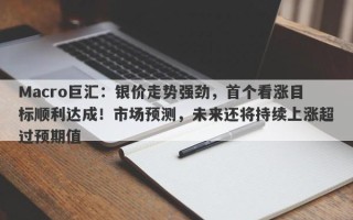 Macro巨汇：银价走势强劲，首个看涨目标顺利达成！市场预测，未来还将持续上涨超过预期值