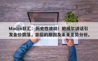 Macro巨汇：历史性波动！鲍威尔讲话引发金价震荡，背后的原因及未来走势分析。
