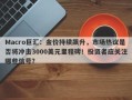 Macro巨汇：金价持续飙升，市场热议是否将冲击3000美元里程碑！投资者应关注哪些信号？