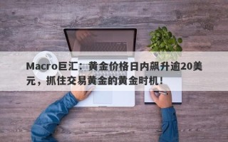 Macro巨汇：黄金价格日内飙升逾20美元，抓住交易黄金的黄金时机！