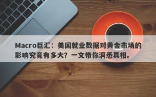 Macro巨汇：美国就业数据对黄金市场的影响究竟有多大？一文带你洞悉真相。