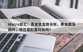 Macro巨汇：贵金属走势分析，黄金震荡回升，现在是配置时机吗？