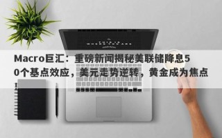 Macro巨汇：重磅新闻揭秘美联储降息50个基点效应，美元走势逆转，黄金成为焦点！