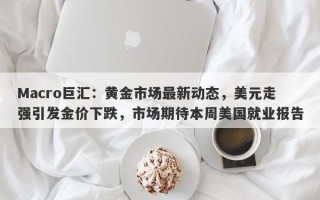 Macro巨汇：黄金市场最新动态，美元走强引发金价下跌，市场期待本周美国就业报告