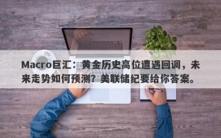 Macro巨汇：黄金历史高位遭遇回调，未来走势如何预测？美联储纪要给你答案。