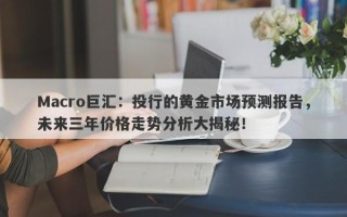 Macro巨汇：投行的黄金市场预测报告，未来三年价格走势分析大揭秘！