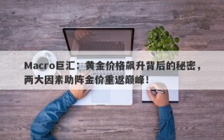 Macro巨汇：黄金价格飙升背后的秘密，两大因素助阵金价重返巅峰！