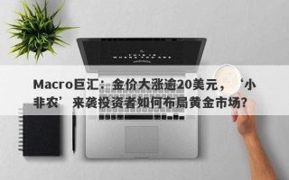 Macro巨汇：金价大涨逾20美元，‘小非农’来袭投资者如何布局黄金市场？