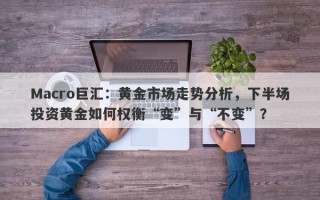Macro巨汇：黄金市场走势分析，下半场投资黄金如何权衡“变”与“不变”？