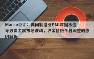 Macro巨汇：美国制造业PMI数据不佳导致贵金属市场波动，沪金价格今日调整的原因解析