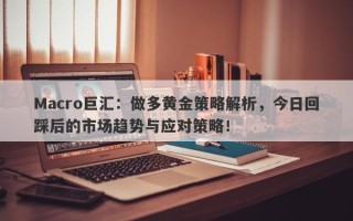 Macro巨汇：做多黄金策略解析，今日回踩后的市场趋势与应对策略！