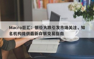 Macro巨汇：银价大跌引发市场关注，知名机构提供最新白银交易指南