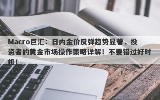 Macro巨汇：日内金价反弹趋势显著，投资者的黄金市场操作策略详解！不要错过好时机！