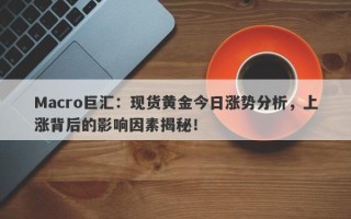 Macro巨汇：现货黄金今日涨势分析，上涨背后的影响因素揭秘！