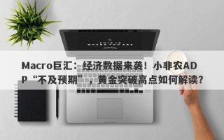 Macro巨汇：经济数据来袭！小非农ADP“不及预期”，黄金突破高点如何解读？