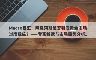 Macro巨汇：降息预期是否引发黄金市场过度反应？——专家解读与市场趋势分析。