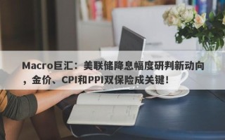 Macro巨汇：美联储降息幅度研判新动向，金价、CPI和PPI双保险成关键！