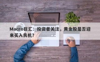 Macro巨汇：投资者关注，黄金股是否迎来买入良机？