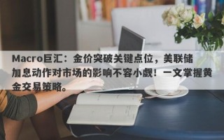 Macro巨汇：金价突破关键点位，美联储加息动作对市场的影响不容小觑！一文掌握黄金交易策略。