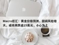 Macro巨汇：黄金价格预测，回调风险增大，或将再跌逾25美元，小心为上