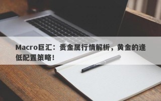 Macro巨汇：贵金属行情解析，黄金的逢低配置策略！