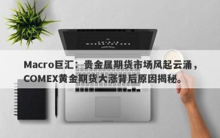 Macro巨汇：贵金属期货市场风起云涌，COMEX黄金期货大涨背后原因揭秘。