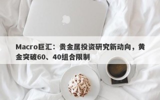 Macro巨汇：贵金属投资研究新动向，黄金突破60、40组合限制
