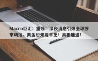 Macro巨汇：重磅！深夜消息引爆全球股市动荡，黄金也未能幸免！真相速递！