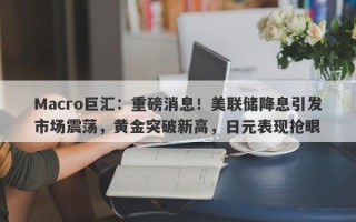 Macro巨汇：重磅消息！美联储降息引发市场震荡，黄金突破新高，日元表现抢眼