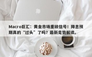 Macro巨汇：黄金市场重磅信号！降息预期真的“过头”了吗？最新走势解读。