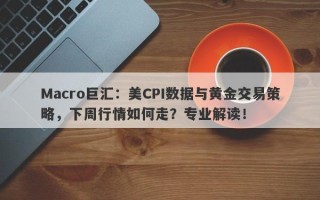 Macro巨汇：美CPI数据与黄金交易策略，下周行情如何走？专业解读！