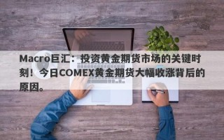 Macro巨汇：投资黄金期货市场的关键时刻！今日COMEX黄金期货大幅收涨背后的原因。