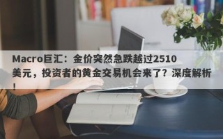 Macro巨汇：金价突然急跌越过2510美元，投资者的黄金交易机会来了？深度解析！