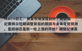 Macro巨汇：黄金市场深度剖析，美联储纪要揭示短期调整背后的原因与未来走势预测。是回调还是新一轮上涨的开始？跟随纪律赢市场先机！