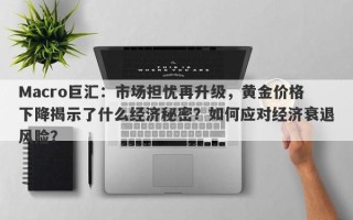 Macro巨汇：市场担忧再升级，黄金价格下降揭示了什么经济秘密？如何应对经济衰退风险？